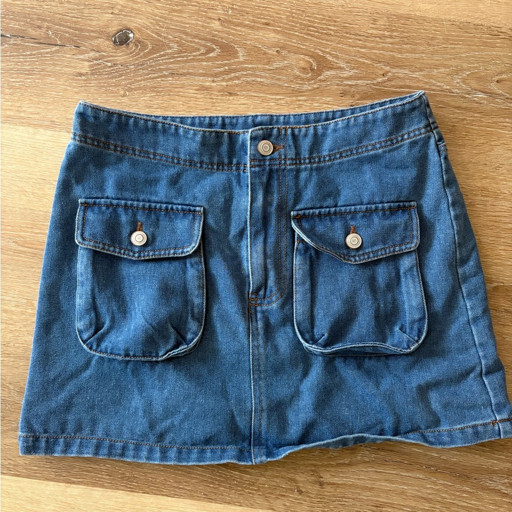 Mini Cargo Denim Skirt